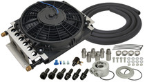 Derale 15500 - 16 Pass Electra-Cool Remote Engine Oil Cooler Kit, -8AN Inlets