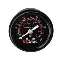 BLOX Racing BXGA-00125-BK - Racing Liquid-Filled Fuel Pressure Gauge 0-100psi (Black Face)