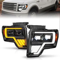 Anzo 111606 - 09-14 Ford F-150 Full LED Proj Headlights w/Initiation Feature - Black