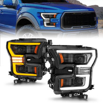 Anzo 111604 - 15-17 Ford F-150 Black LED Projector Plank Style DRL w/Initiation Light Halogen Models