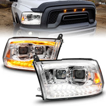 Anzo 111612 - 09-18 Dodge Ram 1500/2500/3500 Proj HL Headlights Switchback + Sequential - Chrome Amber