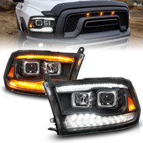 Anzo 111611 - 09-18 Dodge Ram 1500/2500/3500 Proj HL Headlights Switchback + Sequential - Black Amber