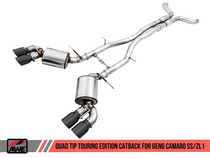 AWE Touring Edition Catback Exhaust (Resonated) with Black Diamond Quad Tips - 2016+ Chevy Camaro SS & ZL1 (6.2L V8) - 3015-43114