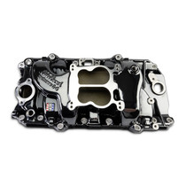 Edelbrock 2161-BP - Performer 2-O Manifold for 1965-90 B/B Chevy Oval Port Heads, Black Plasma