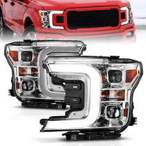 Anzo 111399 - 18-19 Ford F-150 Projector Headlights w/Plank Style Switchback Chrome w/Amber