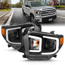 Anzo 111414 - 14-17 Toyota Tundra Plank Style Projector Headlights Black w/ Amber