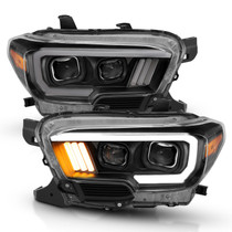Anzo 111379 - 2016-2017 Toyota Tacoma Projector Headlights w/ Plank Style Design Black/Amber w/ DRL