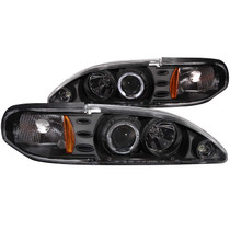 Anzo 121038 - 1994-1998 Ford Mustang Projector Headlights w/ Halo Black 1pc