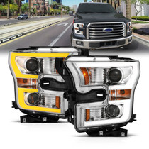 Anzo 111358 - 2015-2017 Ford F-150 Projector Headlights w/ Plank Style Switchback Chrome w/ Amber