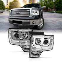 Anzo 111352 - 2009-2014 Ford F-150 Projector Headlights w/ U-Bar Chrome Amber (HID TYPE) (WITHOUT HID KIT)