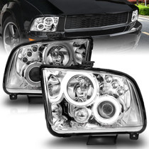 Anzo 121162 - 2005-2009 Ford Mustang Projector Headlights w/ Halo Chrome