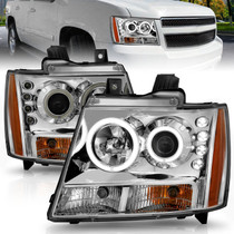 Anzo 111108 - 2007-2013 Chevrolet Avalanche Projector Headlights w/ Halo Chrome