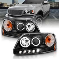 Anzo 111031 - 1997.5-2003 Ford F-150 Projector Headlights w/ Halo and LED Black 1pc