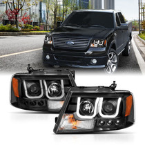 Anzo 111288 - 2004-2008 Ford F-150 Projector Headlights w/ U-Bar Black