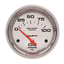 AutoMeter 200759-35 - 2-5/8 in. OIL PRESSURE, 0-100 PSI, MARINE CHROME ULTRA-LITE