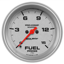 AutoMeter 200849-33 - 2-5/8 in. FUEL PRESSURE, 0-15 PSI, MARINE SILVER ULTRA-LITE