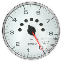 AutoMeter P23811 - 5 in. IN-DASH TACHOMETER, 0-8,000 RPM, SPEK-PRO, WHITE/CHROME