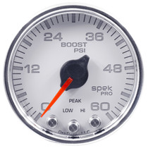 AutoMeter P30411 - 2-1/16 in. BOOST, 0-60 PSI, SPEK-PRO, WHITE/CHROME