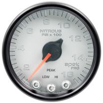 AutoMeter P32022 - 2-1/16 in. NITROUS PRESSURE, 0-1600 PSI, SPEK-PRO, SILVER/BLACK