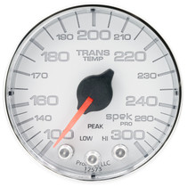 AutoMeter P342118 - 2-1/16 in. TRANSMISSION TEMPERATURE, 100-300 Fahrenheit, SPEK-PRO, WHITE/CHROME