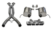 Corsa Performance 14765CB - 2.75in. Valve-Back+X-Pipe Dual Rear Exit with Polygon Tail Light Polished Tip