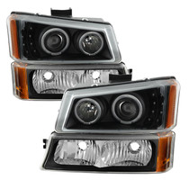 Spyder 9036774 - xTune Chevy Silverado 03-06 Projector Headlights 4pcs - LED Halo - Black PRO-JH-CSIL03-SET-BK