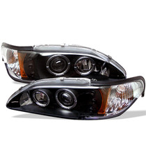 Spyder 5010391 - Ford Mustang 94-98 1PC Projector LED Halo Amber Reflctr LED Blk Low H3 PRO-YD-FM94-1PC-AM-BK