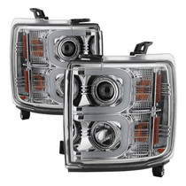Spyder 5081049 - Chevy Silverado 2014-16 2500 HD Projector Headlights Light Bar DRL Chrm PRO-YD-CSHD14-LBDRL-C