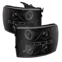 Spyder 5078322 - Chevy Silverado 1500/2500 07-13 Projector Headlights LED Halo LED Blk Smke PRO-YD-CS07-HL-BSM