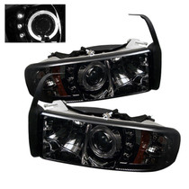 Spyder 5010100 - Dodge Ram 1500 94-01 94-02 Projector Headlights LED Halo LED Smke PRO-YD-DR94-HL-AM-SMC