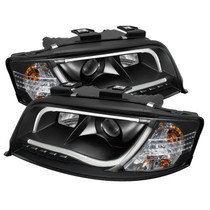 Spyder 5071873 - Audi A6 02-04 Projector Headlights Halogen ModelLight Tube DRL Blk PRO-YD-ADA601-LTDRL-BK