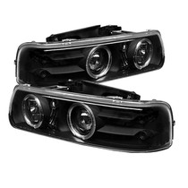 Spyder 5009593 - Chevy Silverado 1500/2500 99-02 Projector Headlights LED Halo LED Black PRO-YD-CS99-HL-BK