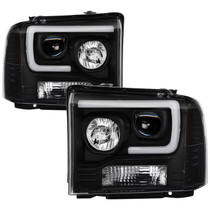 Spyder 5084507 - Ford F250/350/450 05-07 Projector Headlights - Light Bar DRL LED - Black PRO-YD-FS05V2-LB-BK