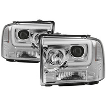 Spyder 5084682 - 05-07 Ford F250/350/450 SD Ver 2 Proj Headlights - Light Bar DRL - Black PRO-YD-FS05V2-LB-C