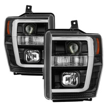 Spyder 5084477 - 08-10 Ford F-250 Projector Headlights V2 - Light Bar DRL LED - Black PRO-YD-FS08V2-LB-BK