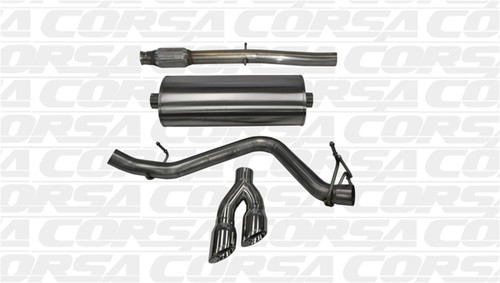 Corsa Performance 3" Cat Back Sport System, Single Side Exit w/ Twin 4" Pro Series Tips - 2014+ Chevrolet/GMC Silverado/Sierra 1500, 5.3L Crew Cab-Short Bed/Double Cab-Standard Bed - 14873