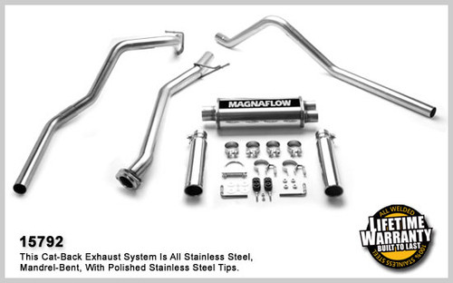 Magnaflow Dual Split Rear Exit Exhaust System - 2003-2007 Silverado/Sierra 1500 w/ 4.3L V6 or 4.8L/5.3L V8 (Extended Cab, Short Bed) - 15792