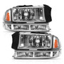 Anzo 111455 - 1997-2004 Dodge Dakota Crystal Headlight Set Chrome Amber