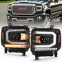 Anzo 111485 - 2016-2019 Gmc Sierra 1500 Projector Headlight Plank Style Black w/ Sequential Amber Signal