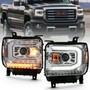 Anzo 111486 - 2016-2019 Gmc Sierra 1500 Projector Headlight Plank Style Chrome w/ Sequential Amber Signal