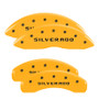 MGP 14048SSILYL - 4 Caliper Covers Engraved Front & Rear Silverado Yellow Finish Blk Char 02 Chevy Avalanche 2500