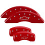 MGP 14214SBOWRD - 4 Caliper Covers Engraved Front & Rear Bowtie Red finish silver ch