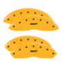 MGP 14243SMGPYL - 4 Caliper Covers Engraved Front & Rear  Yellow Finish Black Char 2014 Chevrolet Express 2500