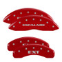 MGP 35014SEXTRD - 4 Caliper Covers Engraved Front Escalade Engraved Rear EXT Red finish silver ch