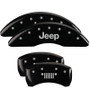 MGP 42012SJPLBK - 4 Caliper Covers Engraved Front JEEP Engraved Rear JEEP Grill logo Black finish silver ch