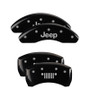 MGP 42013SJPLBK - 4 Caliper Covers Engraved Front JEEP Engraved Rear JEEP Grill logo Black finish silver ch