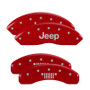 MGP 42018SJPLRD - 4 Caliper Covers Engraved Front Jeep Rear Grill Logo Red Finish Silver Char 2018 Jeep Wrangler
