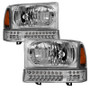 Spyder 9035227 - xTune Ford F250 F350 Superduty Excursion 99-04 OEM Style Headlights - Chrome HD-JH-FF25099-SET-LED-C