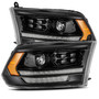 AlphaRex 880524 - 09-18 Dodge Ram 1500HD PRO-Series Proj Headlights Plank Style Alpha Black w/Seq Signal/DRL