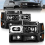 Anzo 111507 - 88-98 Chevrolet C1500 Crystal Headlights Black Housing w/ Signal and Side Marker Lights